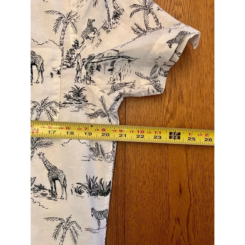 Banana Republic Shirt Mens Small White Excellent Safari Toile Linen Slim Fit